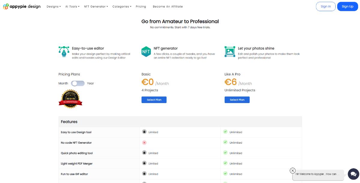 AppyPie Pricing