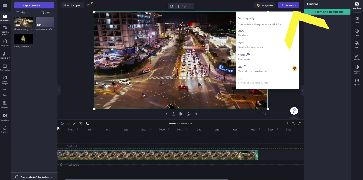 Clipchamp Export