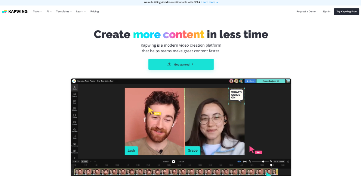 Kapwing Homepage