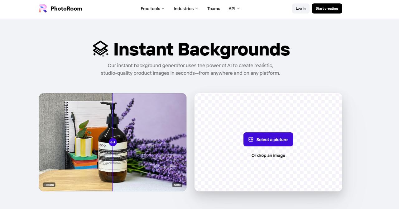 PhotoRoom Homepage