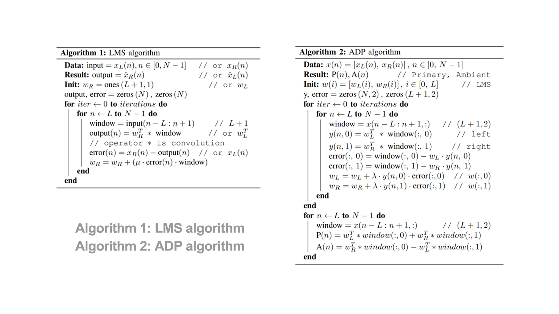 Algorithm LMS and Algorithm ADP