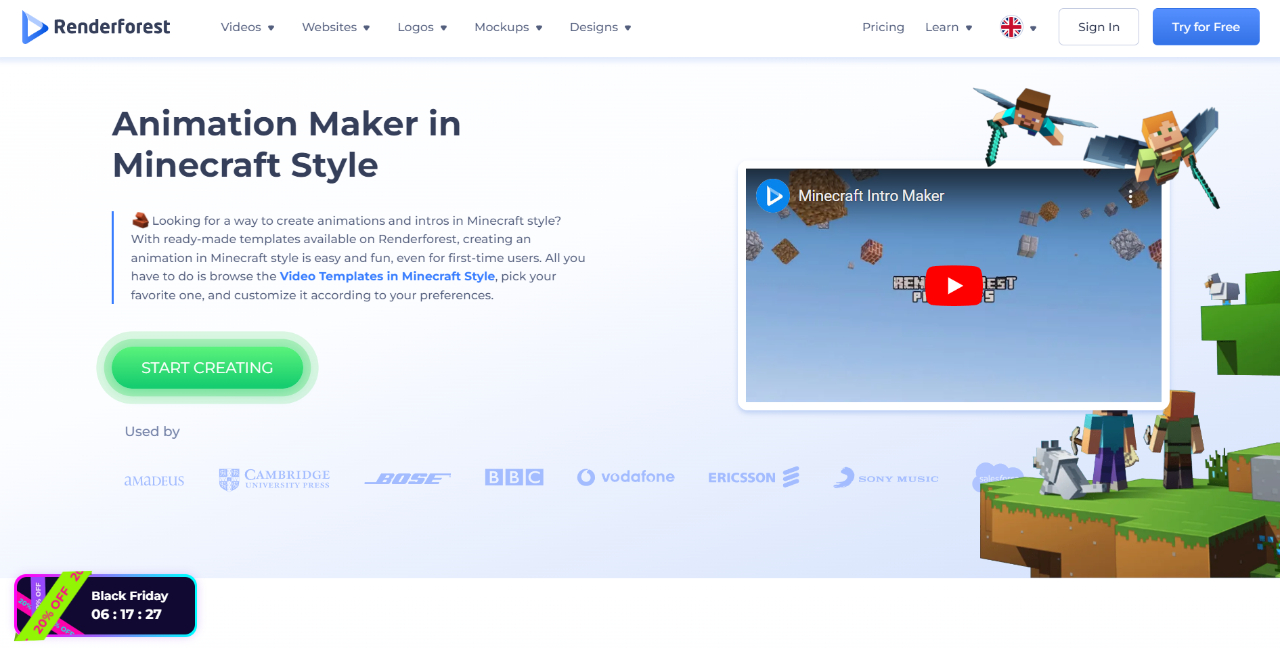 Renderforest Homepage