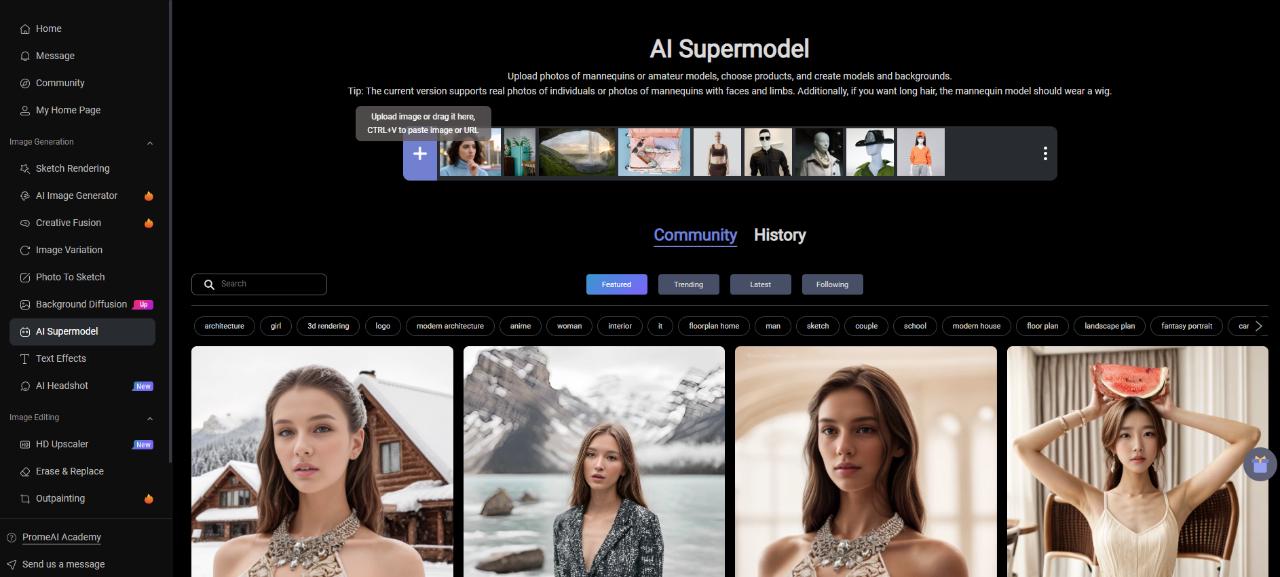 PromeAI Supermodel Page