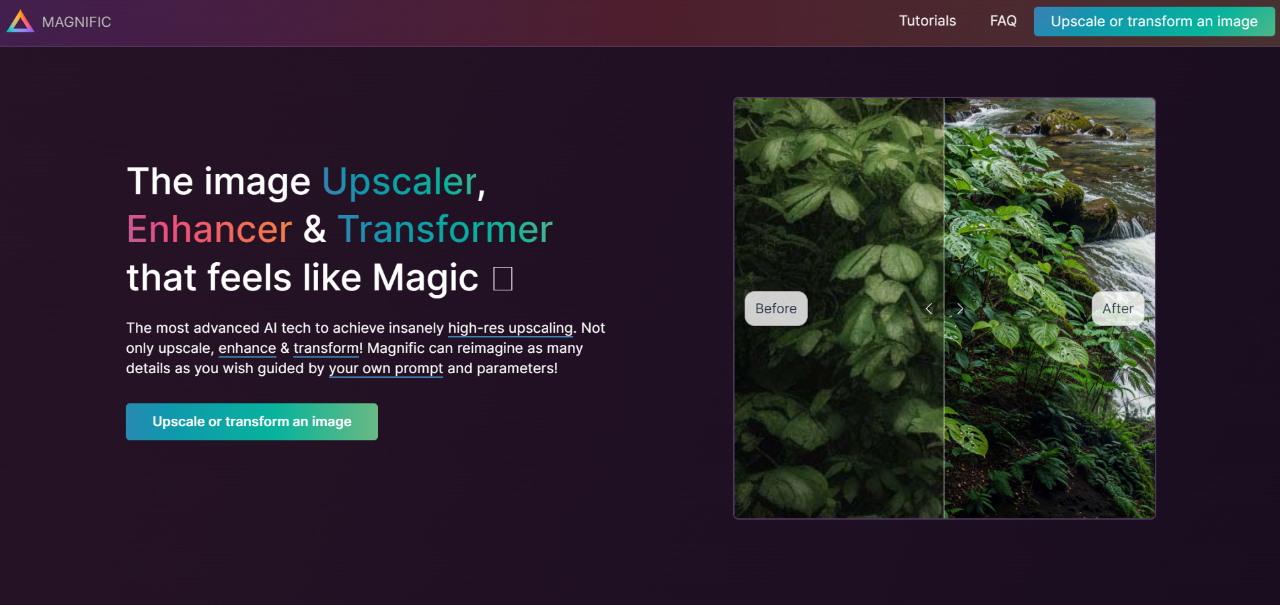Homepage Magnific AI Online