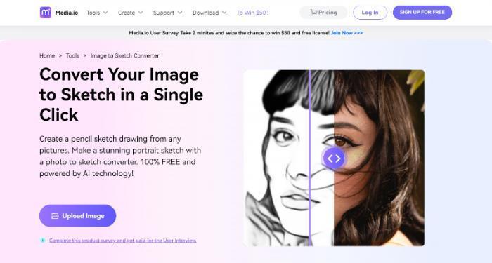 page of Media io Photo to Sketch