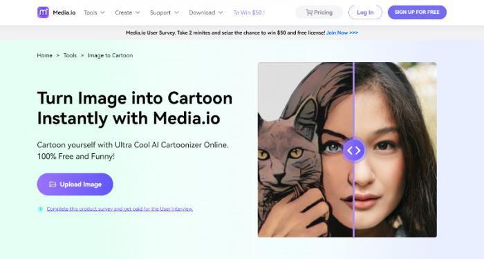 page of Media io Photo to Cartoon