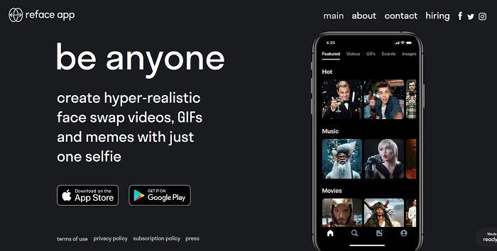 reface-app face swap