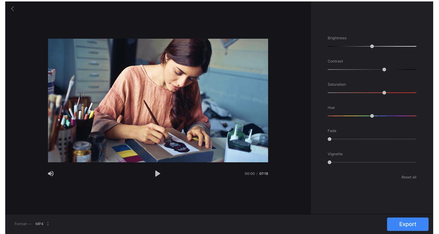 Clideo brightness contrast adjustment to unblur video