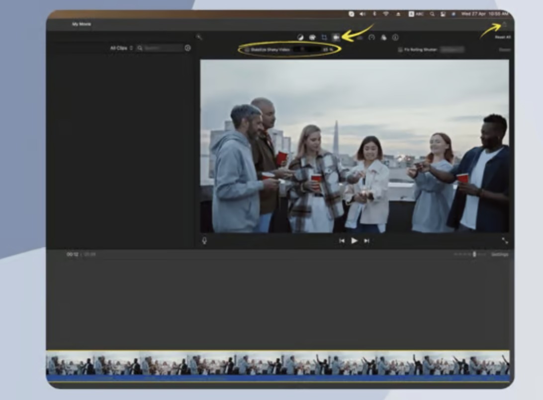 iMovie stabilization fix rolling shutter to unblur